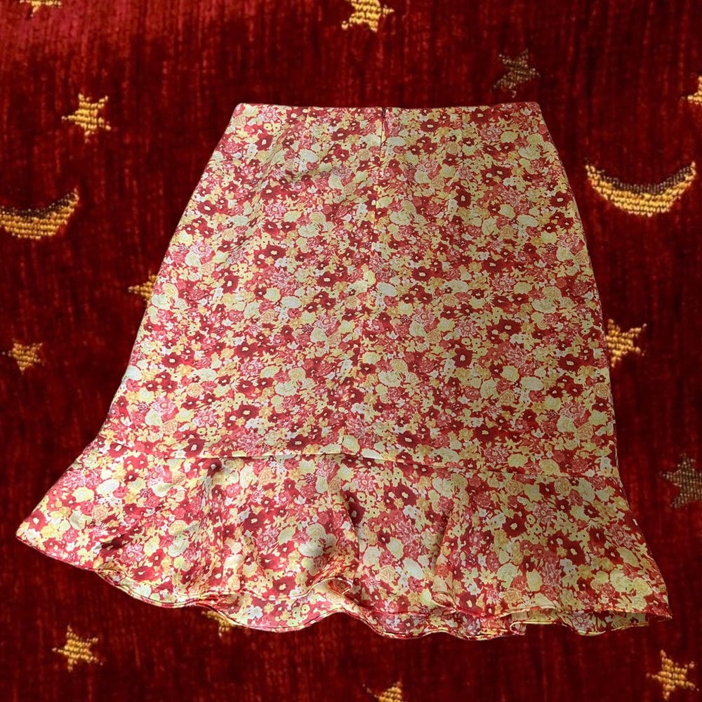 Vintage Norton McNaughton Cream Ruffled Midi Skirt